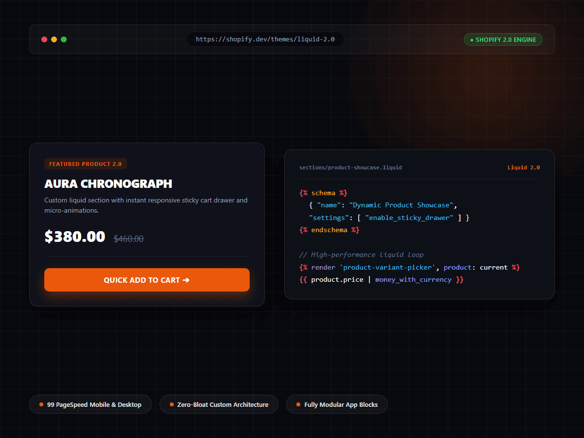 Shopify 2.0 Theme Development and Liquid Architecture